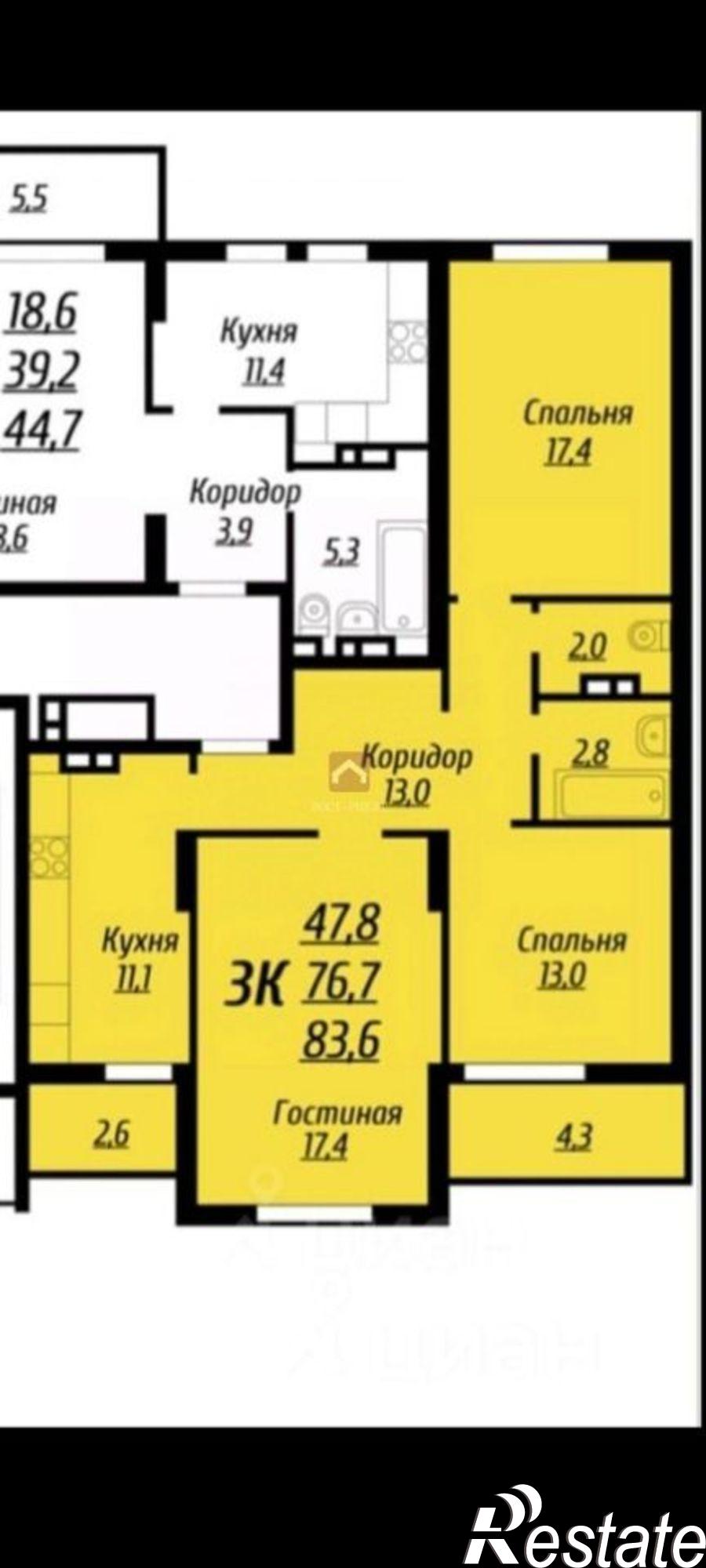 Купить квартиру за 6 900 000 рублей на Лунная улица, 25Б