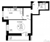 1-комн, 45 кв м, этаж 3/10 ул Перспективная, 10Б