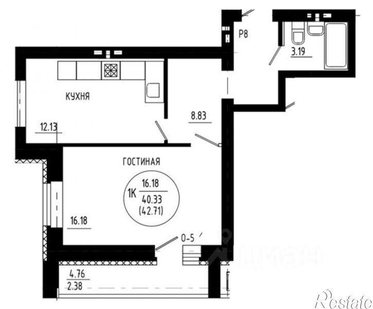 1-комн квартира в новом доме ул Перспективная, 10Б,  д. 10Б