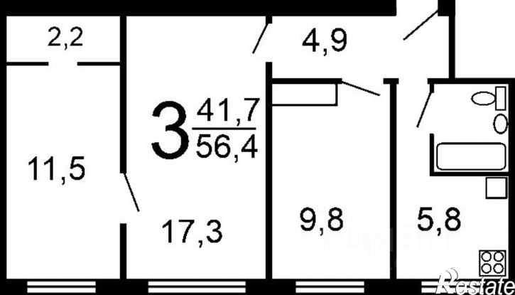 3-комн квартира ул Бахметьевская, 44/64,  д. 44/64