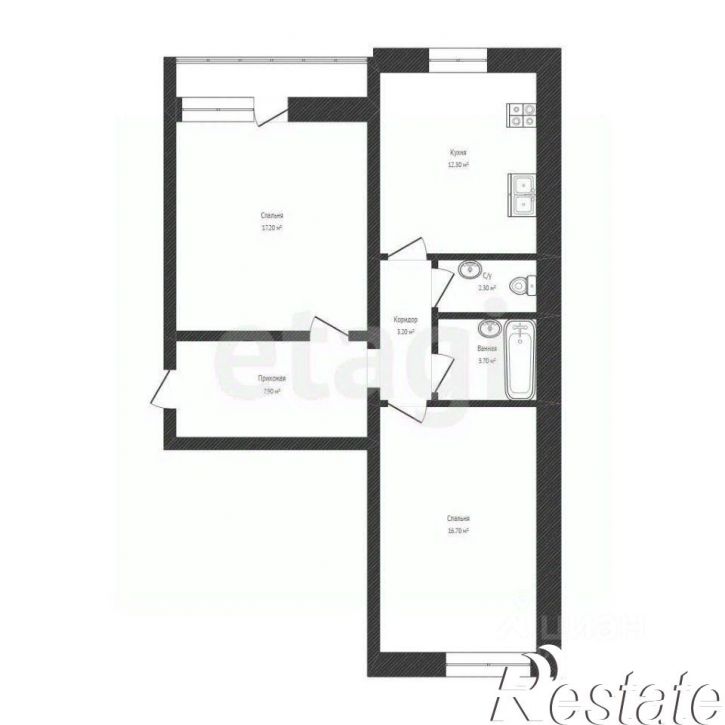 2-комн квартира улица Уфимцева, 10А,  д. 10А
