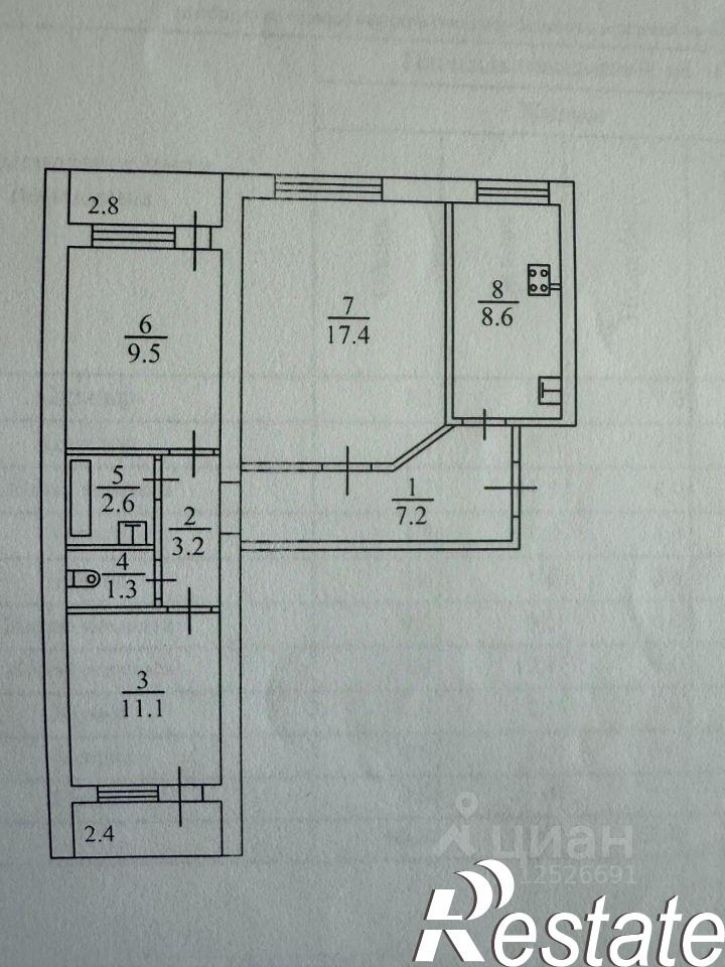 3-комн квартира Новоастраханская улица, 37/43,  д. 37/43
